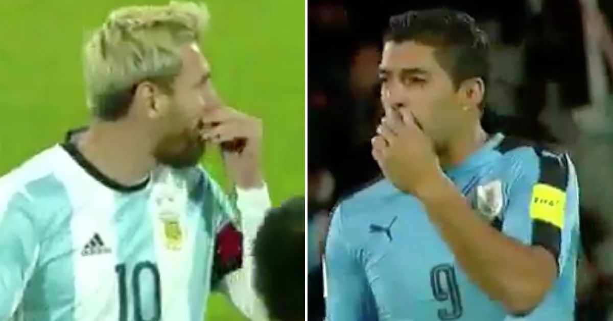 Messi va Suarez che mieng thi tham chuyen gi? hinh anh