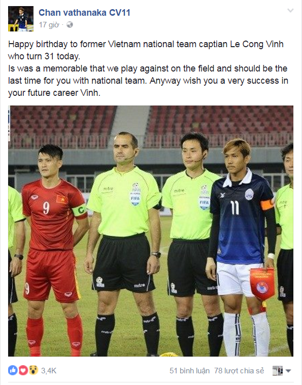 Chan Vathanaka tri ân Công Vinh ảnh 1 Chan Vathanaka tri an Cong Vinh anh 1