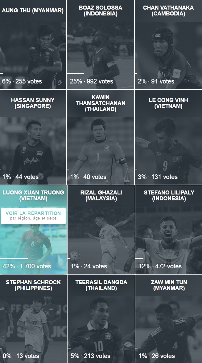 Cuộc bình chọn giải thưởng cá nhân AFF Cup ảnh 1 Cuoc binh chon giai thuong ca nhan AFF Cup anh 1