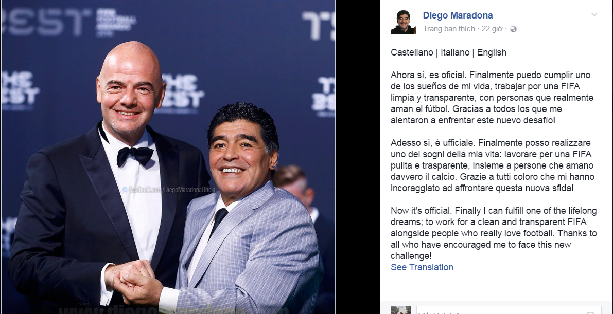 Maradona được trao vai trò mới ảnh 1 Maradona duoc trao vai tro moi anh 1