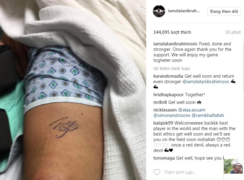 Ibrahimovic lên tiếng sau ca chấn thương ảnh 1 Ibrahimovic len tieng sau ca chan thuong anh 1