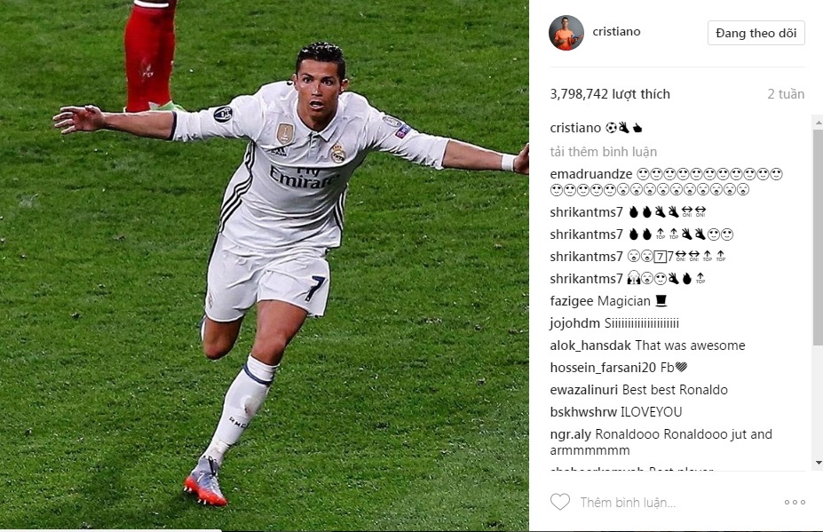 những bức ảnh được thả tim nhiều nhất của Ronaldo ảnh 9 nhung buc anh duoc tha tim nhieu nhat cua Ronaldo anh 9
