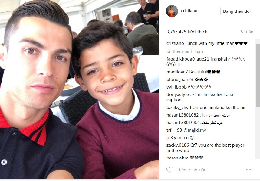 những bức ảnh được thả tim nhiều nhất của Ronaldo ảnh 7 nhung buc anh duoc tha tim nhieu nhat cua Ronaldo anh 7