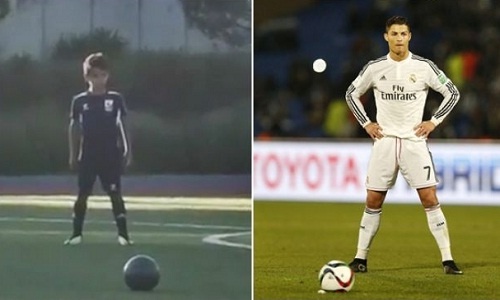 con trai Ronaldo lap hat-trick anh 1