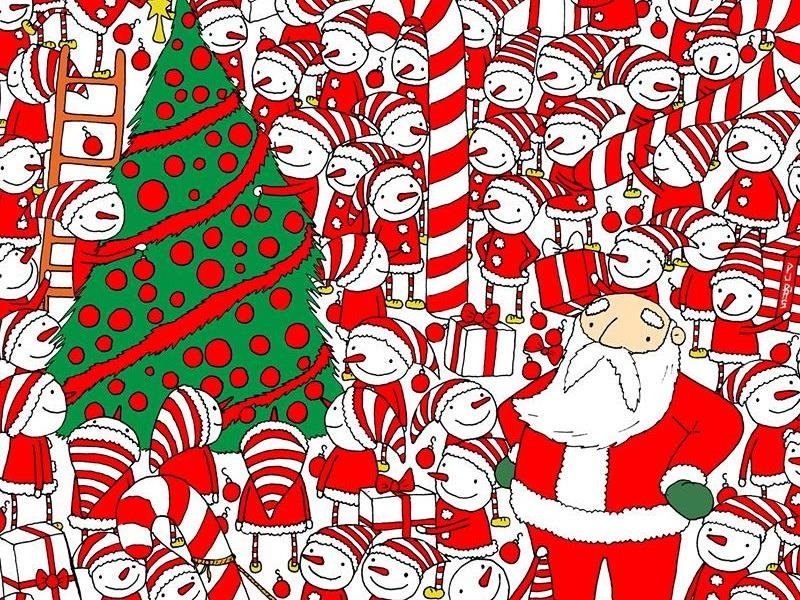 Do ban tim thay chiec mu bi mat cua ong gia Noel trong buc tranh hinh anh