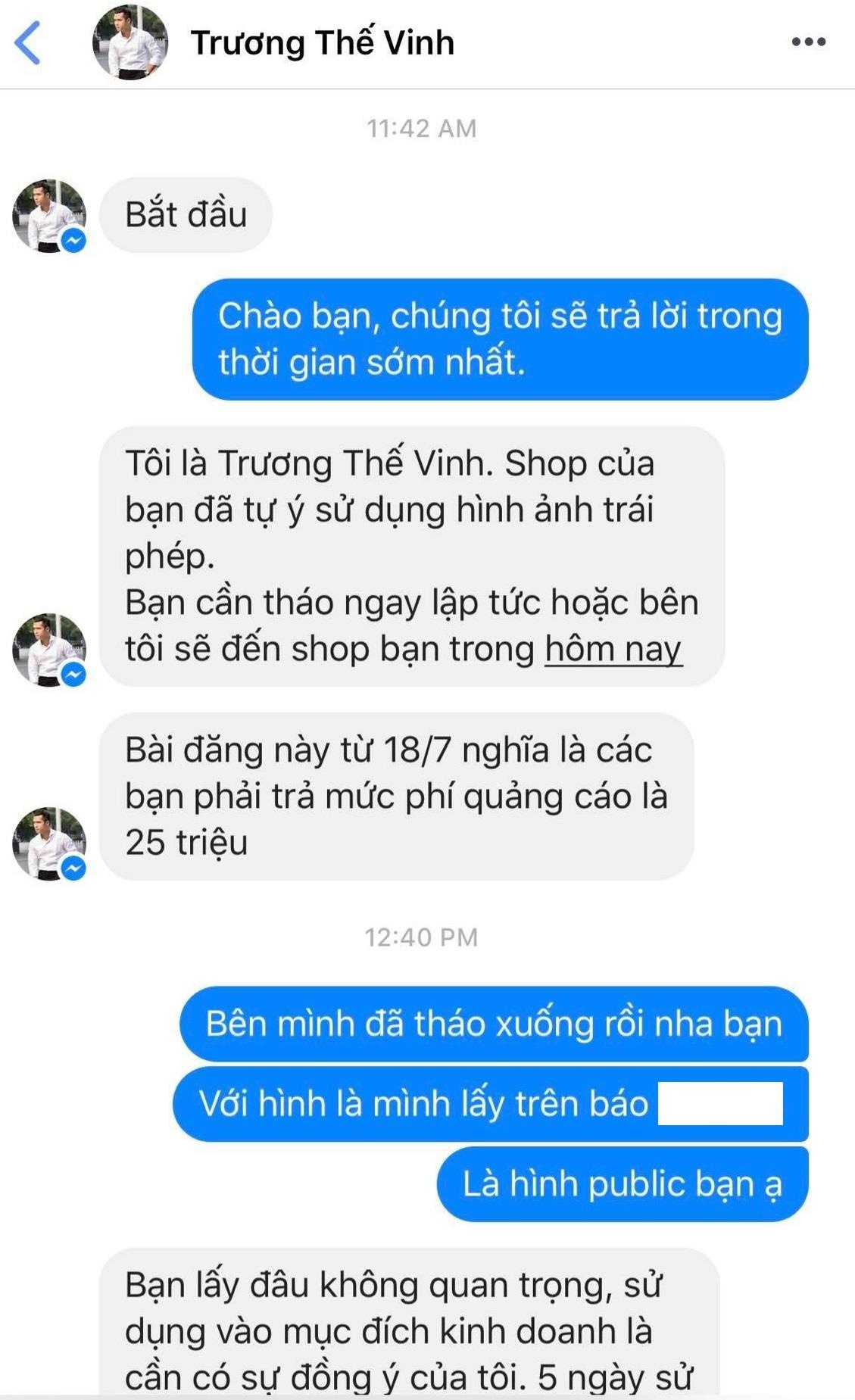 Trương Thế Vinh tố nhãn hàng dùng ảnh trái phép ảnh 2 Truong The Vinh to nhan hang dung anh trai phep anh 2