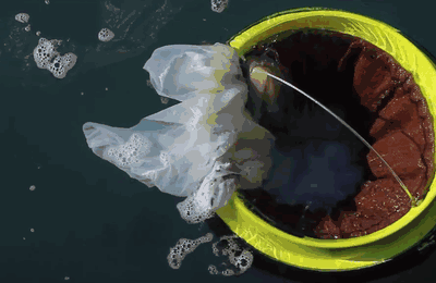 Thung rac tu dong thu gom rac thai tren bien hinh anh