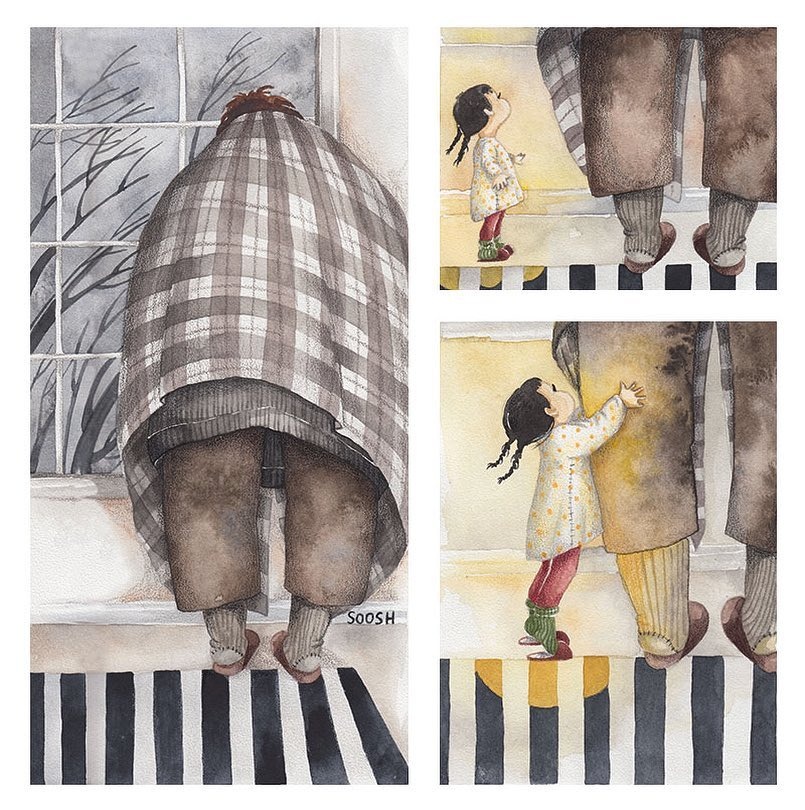 bo tranh ve tinh bo con anh 8