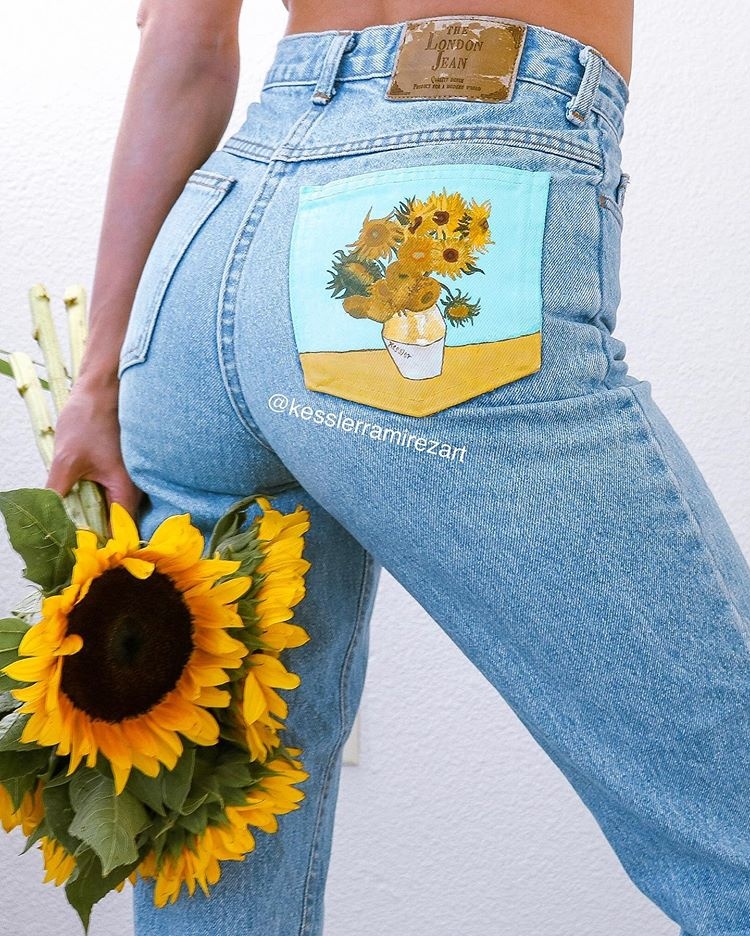 vẽ tranh lên túi quần jeans ảnh 3 ve tranh len tui quan jeans anh 3