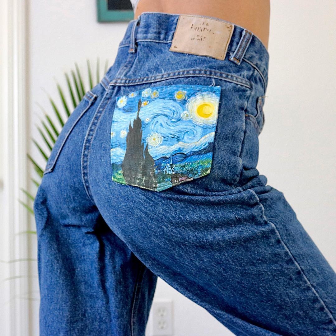 vẽ tranh lên túi quần jeans ảnh 15 ve tranh len tui quan jeans anh 15