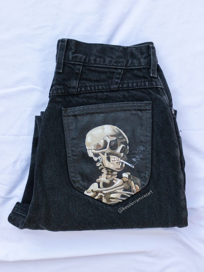 vẽ tranh lên túi quần jeans ảnh 7 ve tranh len tui quan jeans anh 7