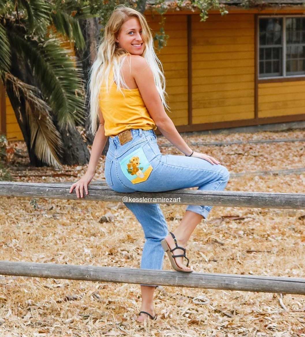 vẽ tranh lên túi quần jeans ảnh 1 ve tranh len tui quan jeans anh 1