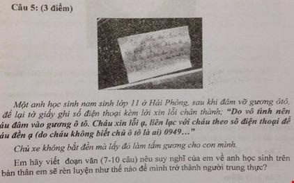 Loi nhan xin loi vi lam be kinh xe vao de kiem tra hoc ky hinh anh