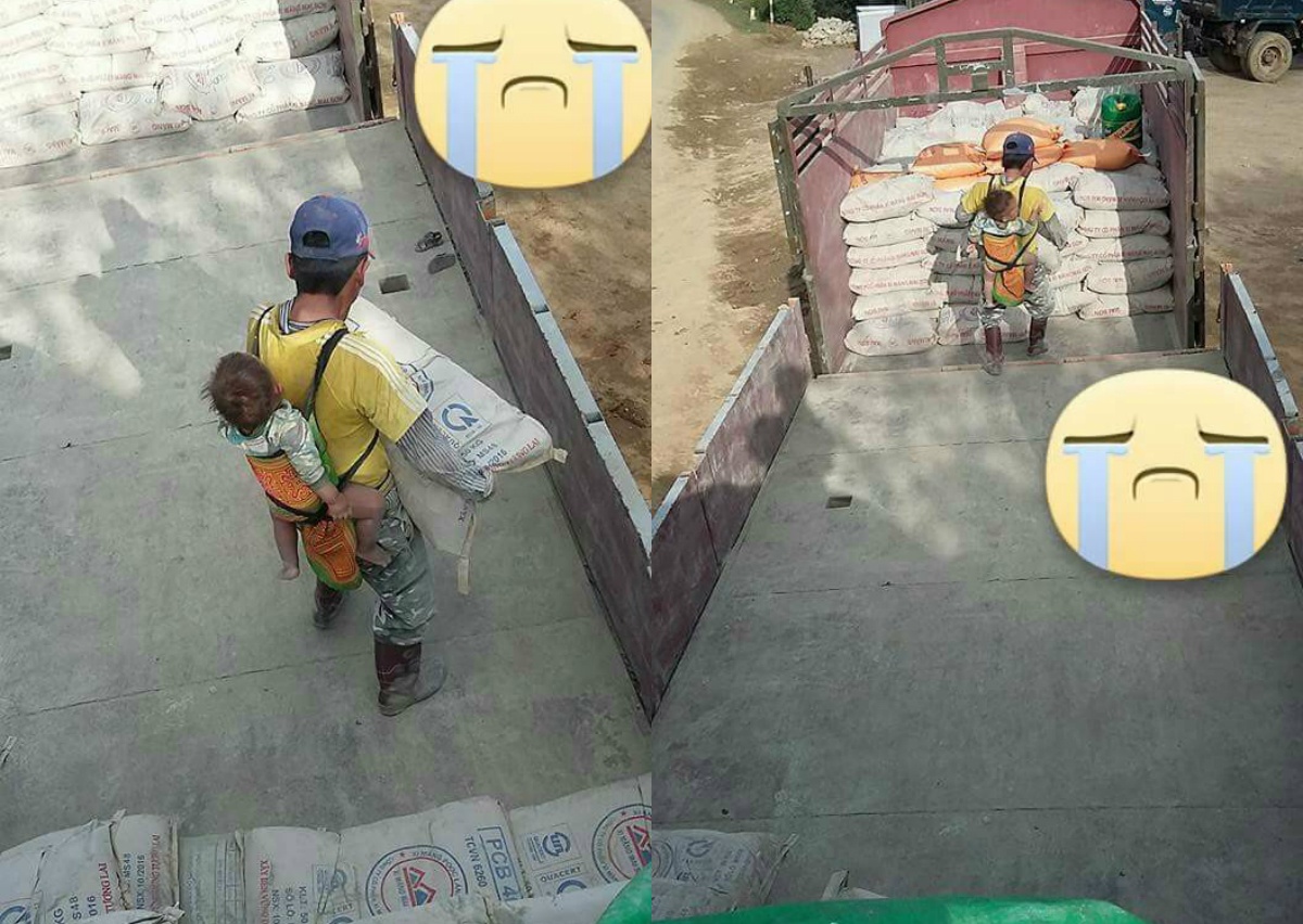 cha địu con mưu sinh trên công trường ảnh 1 cha diu con muu sinh tren cong truong anh 1