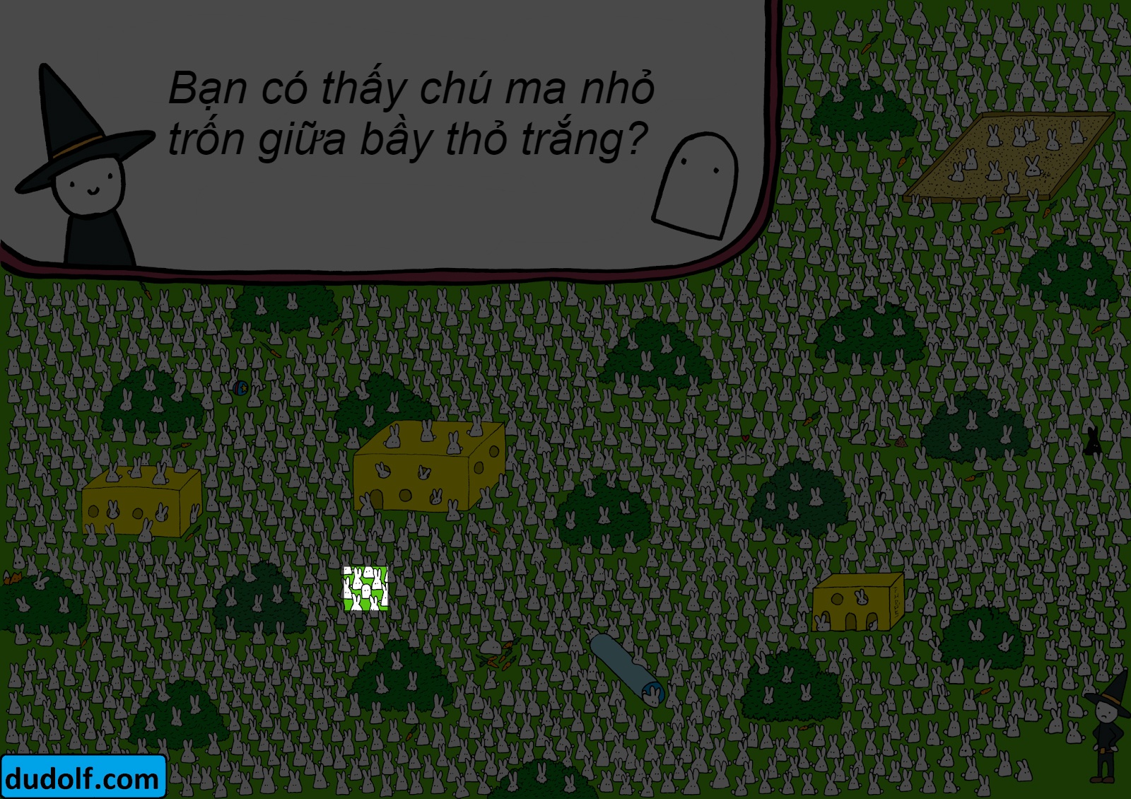 câu đố tìm con ma giữa bầy thỏ ảnh 2 cau do tim con ma giua bay tho anh 2
