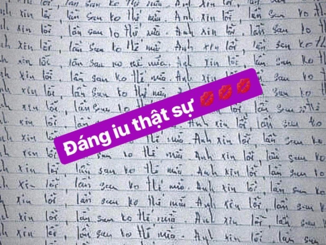 Nguoi yeu Ngoc Thao viet 50 cau xin loi de 'ta toi' voi ban gai? hinh anh
