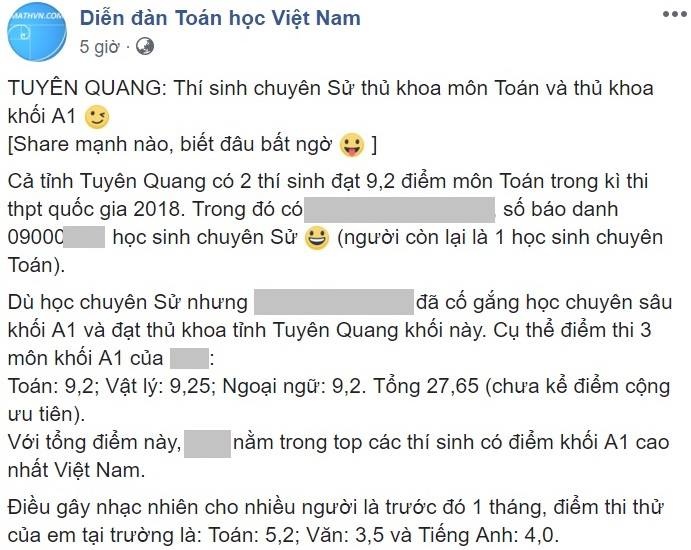 nghi van diem thi bat thuong hoc sinh chuyen Tuyen Quang anh 1