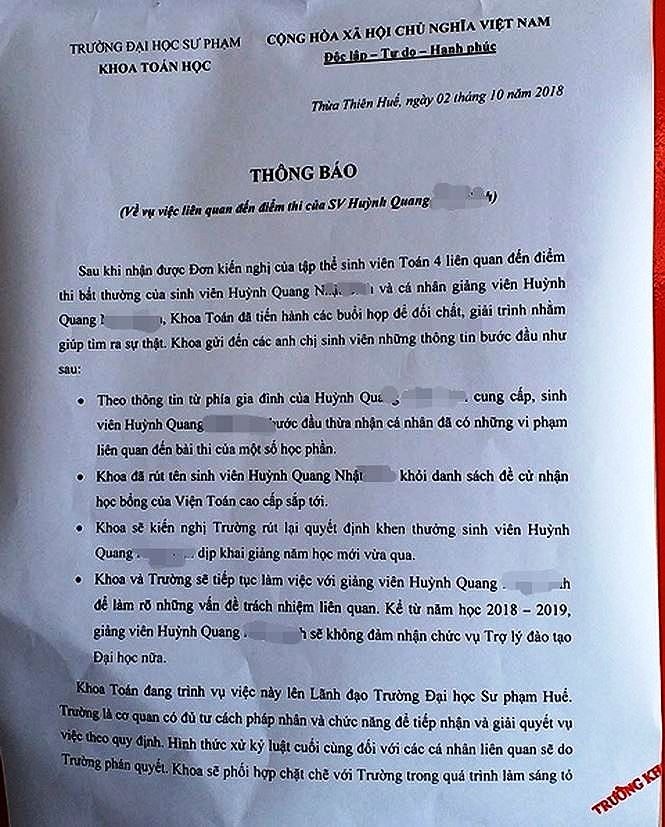 Nghi van gian lan diem thi o DH Su pham Hue anh 3