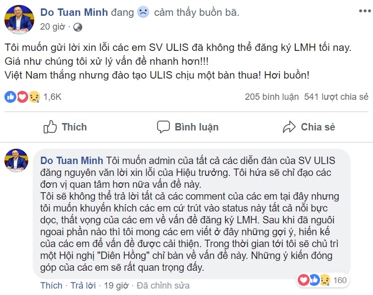 Hiệu trưởng xin lỗi sinh viên vì sự cố sập mạng ảnh 1 Hieu truong xin loi sinh vien vi su co sap mang anh 1