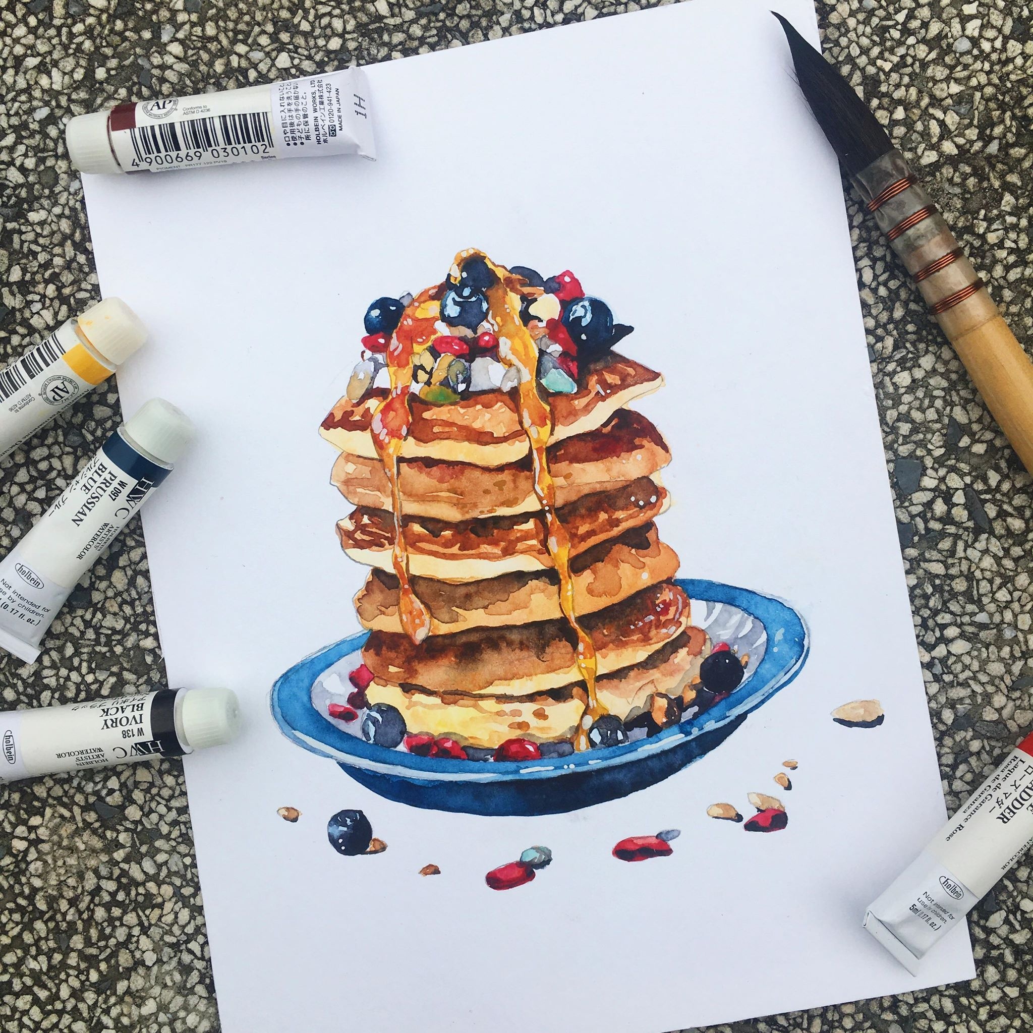 tranh mau nuoc ve mon an anh 5