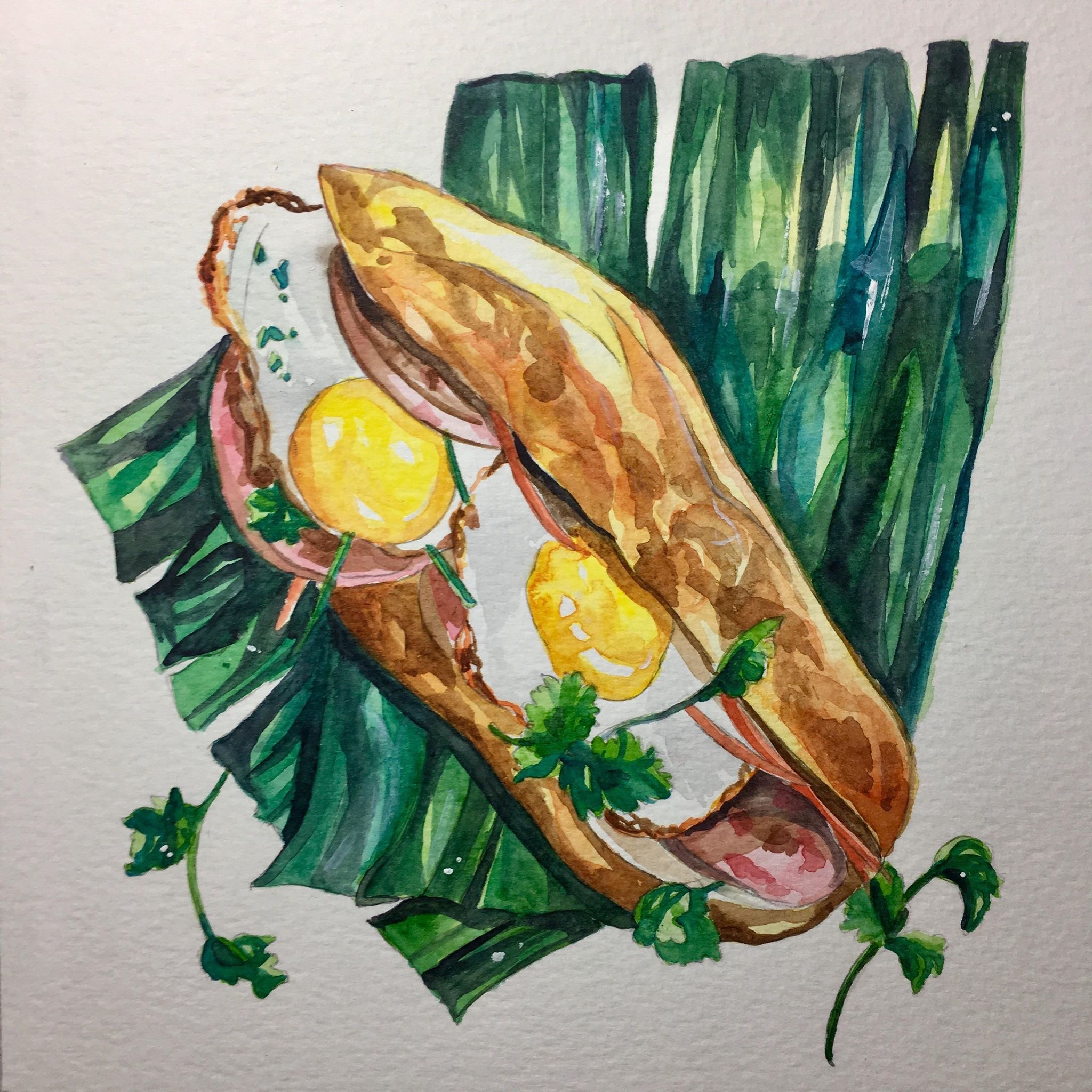 tranh mau nuoc ve mon an anh 6