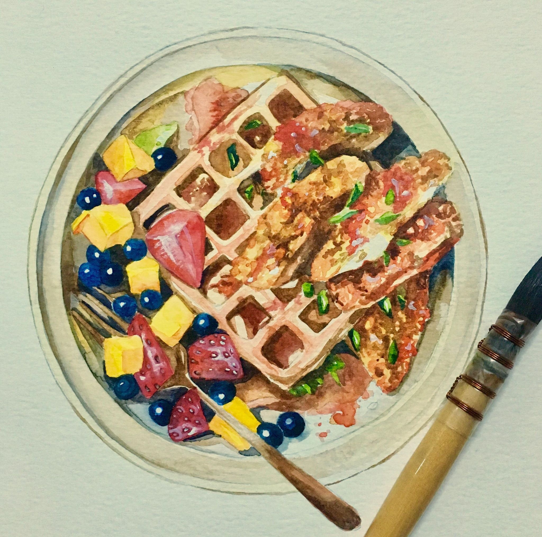 tranh mau nuoc ve mon an anh 7