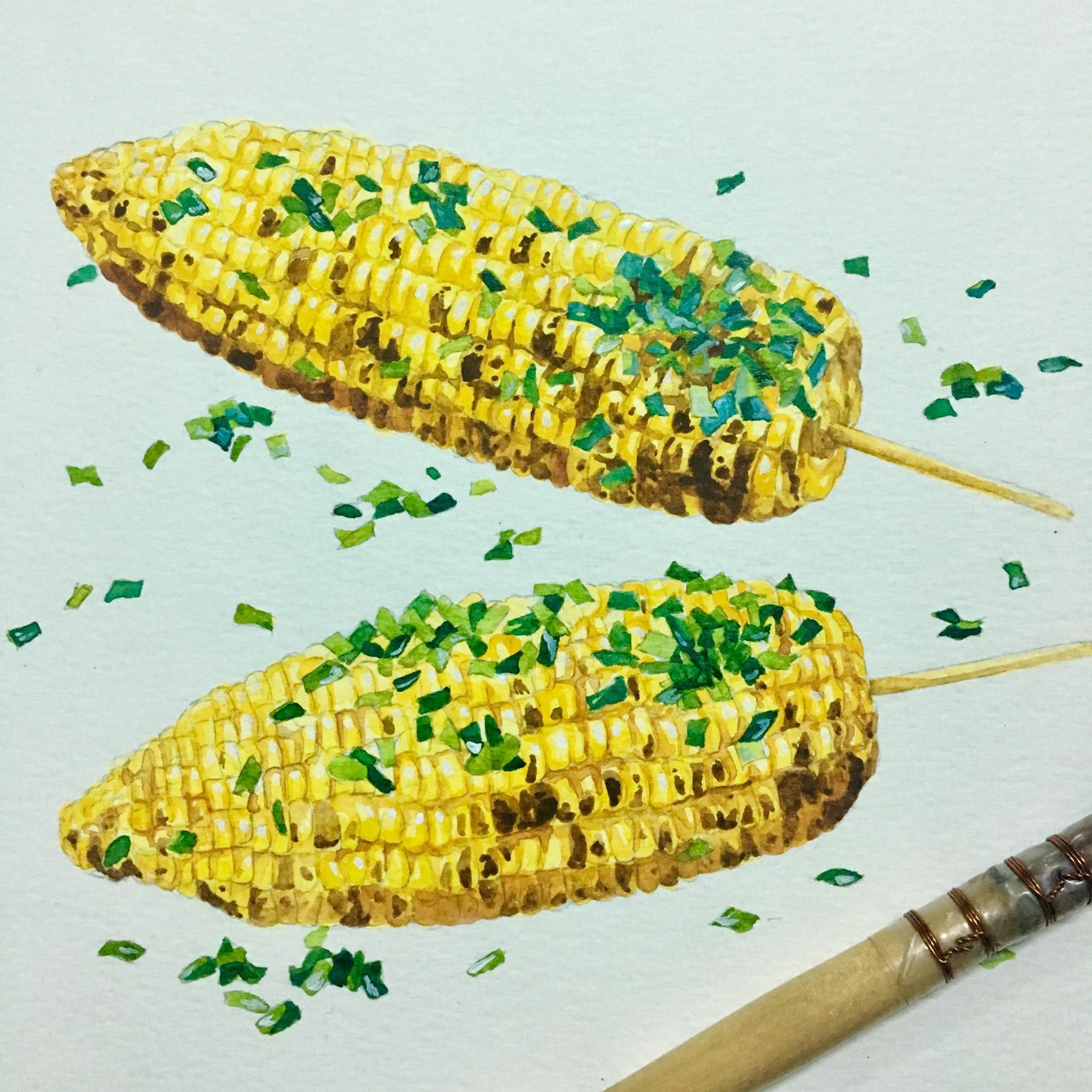 tranh mau nuoc ve mon an anh 11