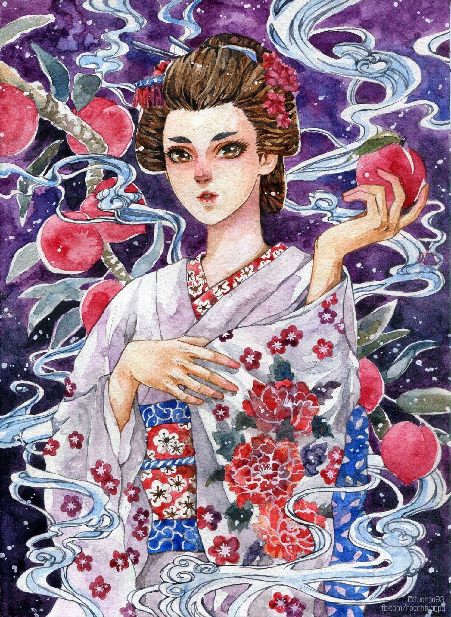 tranh mau nuoc ve mon an anh 14