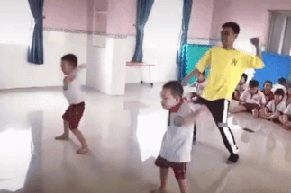 Lop hoc nhay cua hoc tro mam non hinh anh