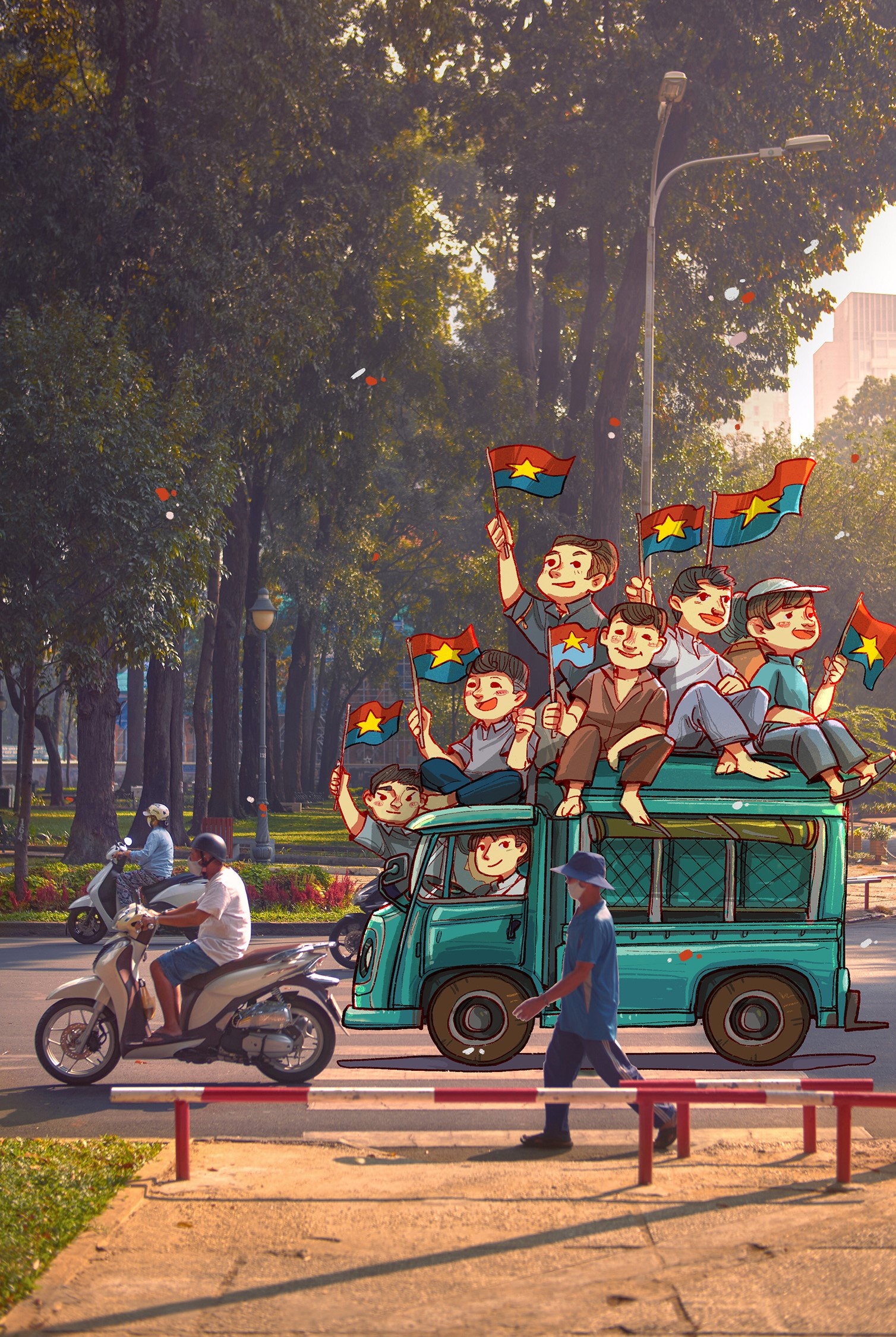 ve tranh ket hop hien tai va ky uc ngay 30/4 anh 2