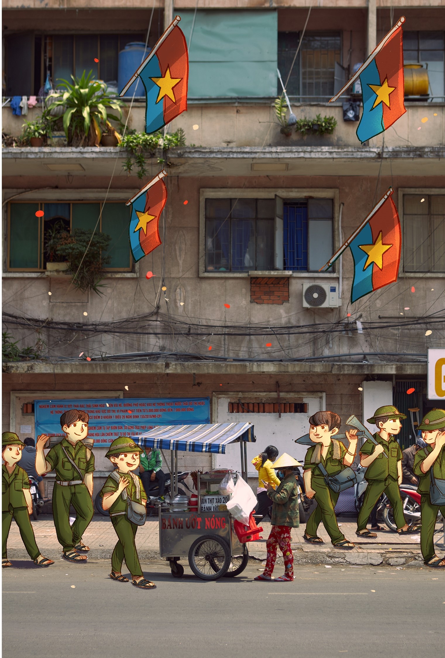 ve tranh ket hop hien tai va ky uc ngay 30/4 anh 8