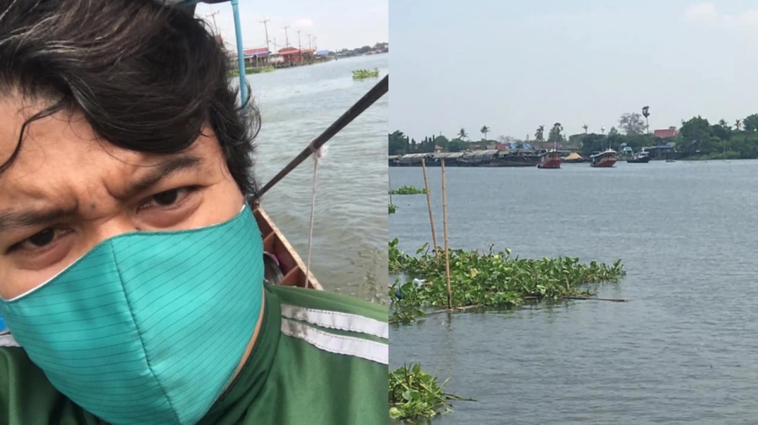 Shipper di thuyen giao do an cho khach o giua song anh 1