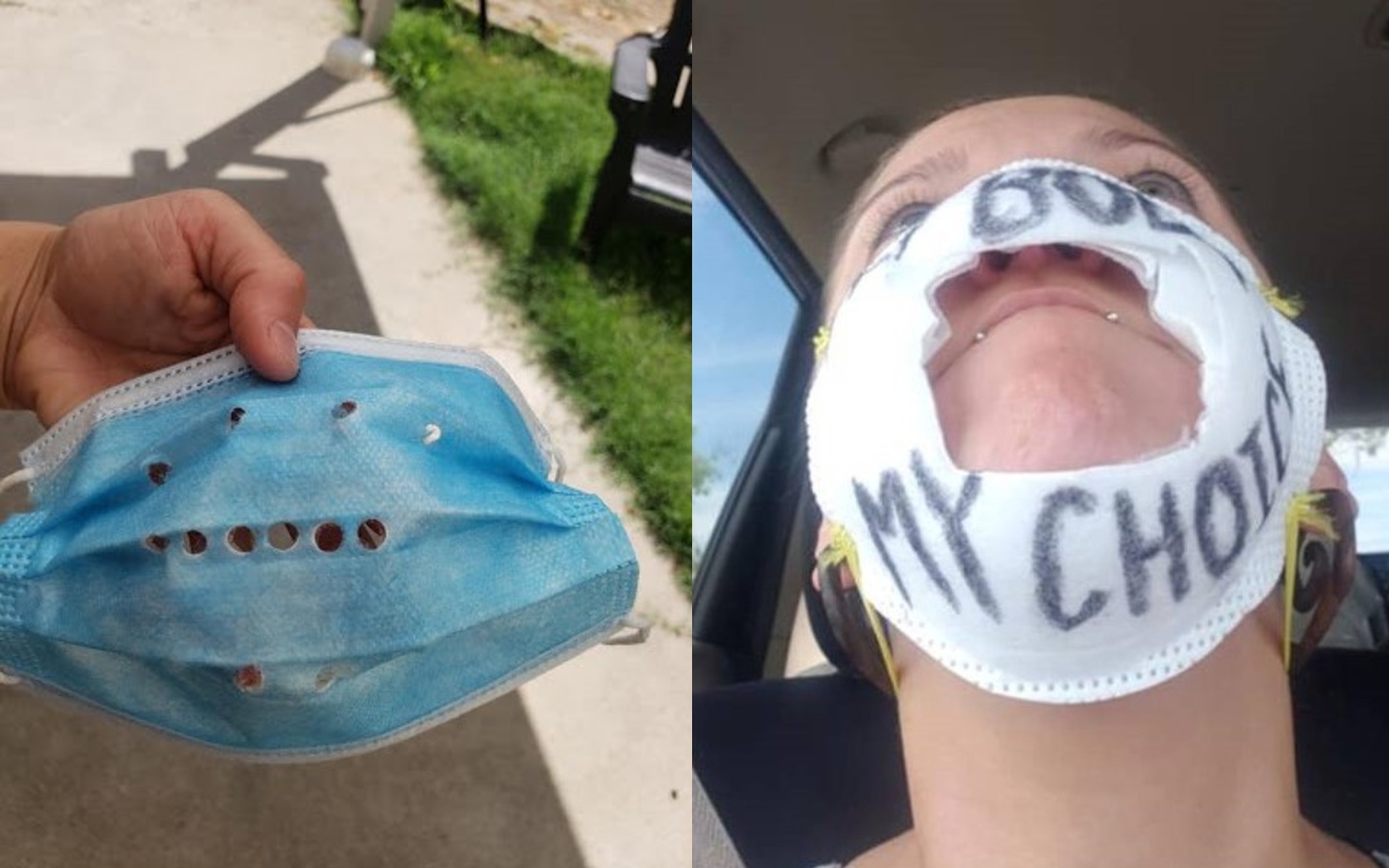 Co gai My co tinh duc lo tren khau trang khi di mua sam giua Covid-19 hinh anh