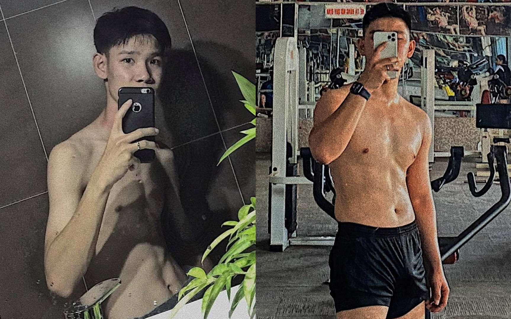 Chang trai lot xac nho tap gym trong dich hinh anh