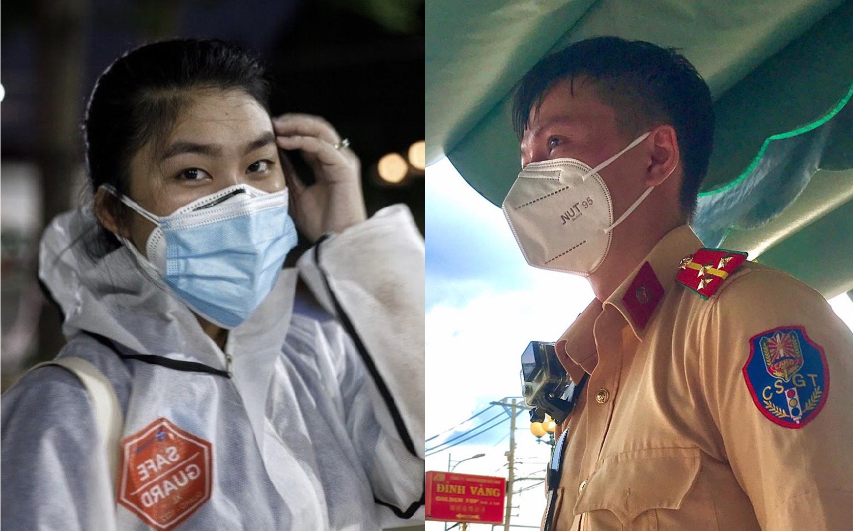 Co gai lai Viet - Thai va anh CSGT thanh doi khi cung di chong dich hinh anh