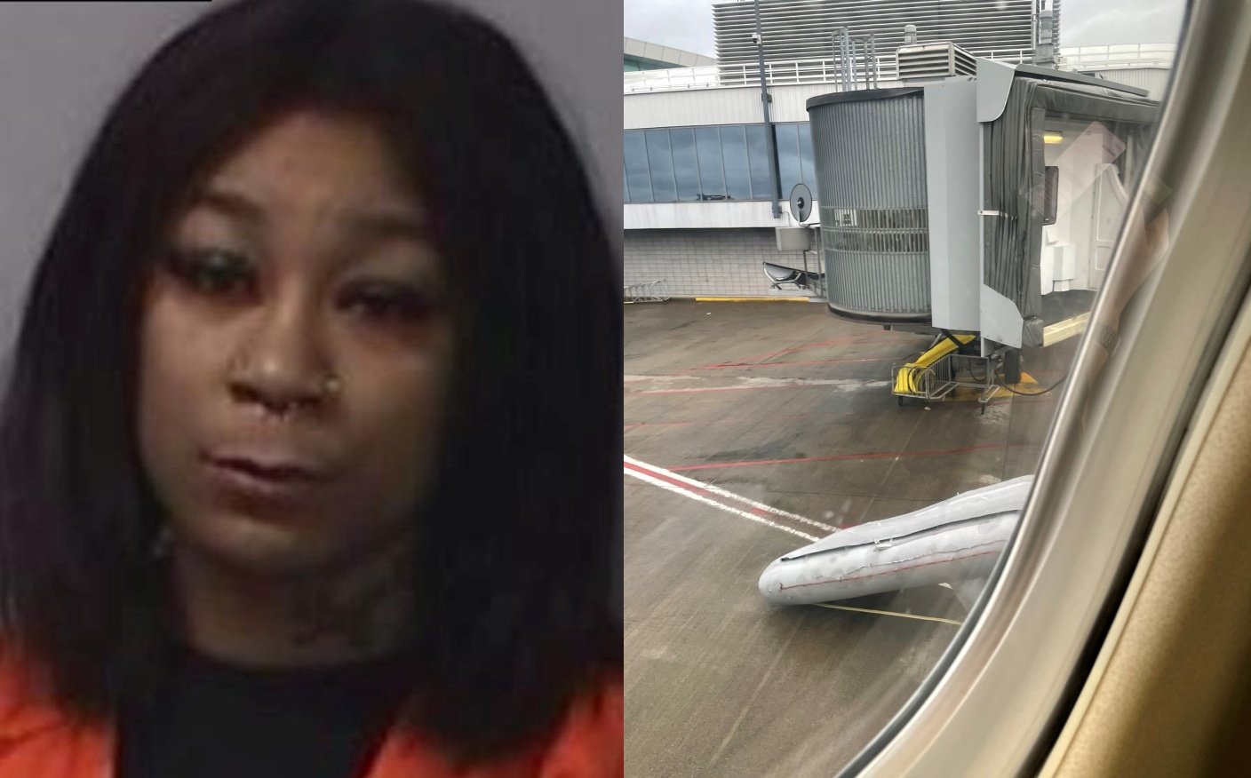 Nu hanh khach My mo cua, truot khoi may bay bi ket an hinh anh