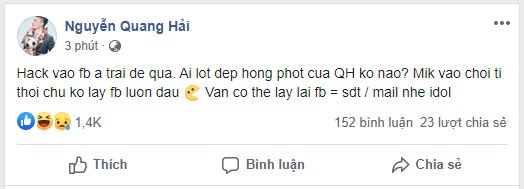 Quang Hai bi hack facebook anh 1
