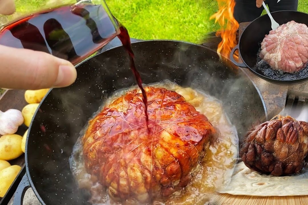 Cach lam thit ham ruou vang do kieu Nga hinh anh