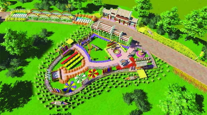 Ngam duong hoa Tet dai 1,2 km tren khinh khi cau hinh anh