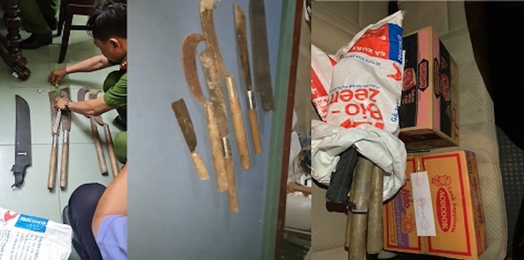 Thu giữ nhiều hung khí trong nhà kẻ chủ mưu đốt nhà cảnh sát ảnh 2 Thu giu nhieu hung khi trong nha ke chu muu dot nha canh sat anh 2