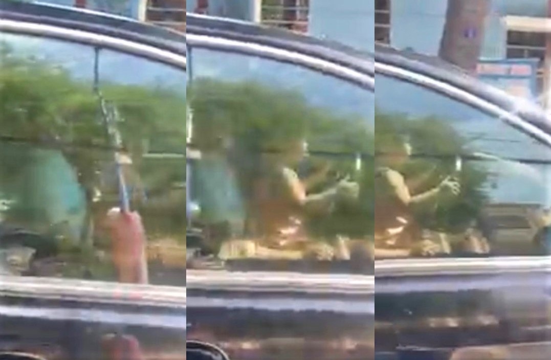 Xac minh clip be gai cam vo lang lai oto tren duong hinh anh