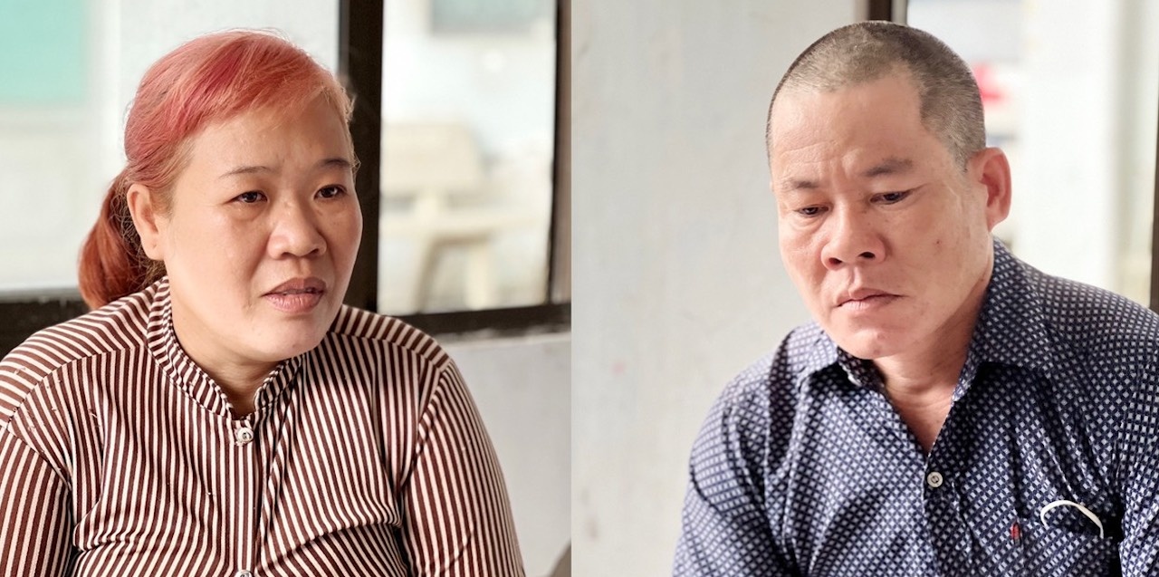 Cap vo chong dua nguoi xuat nhap canh trai phep hinh anh