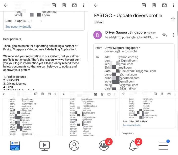 FastGo để lộ thông tin hàng trăm tài xế Singapore ảnh 1 FastGo de lo thong tin hang tram tai xe Singapore anh 1