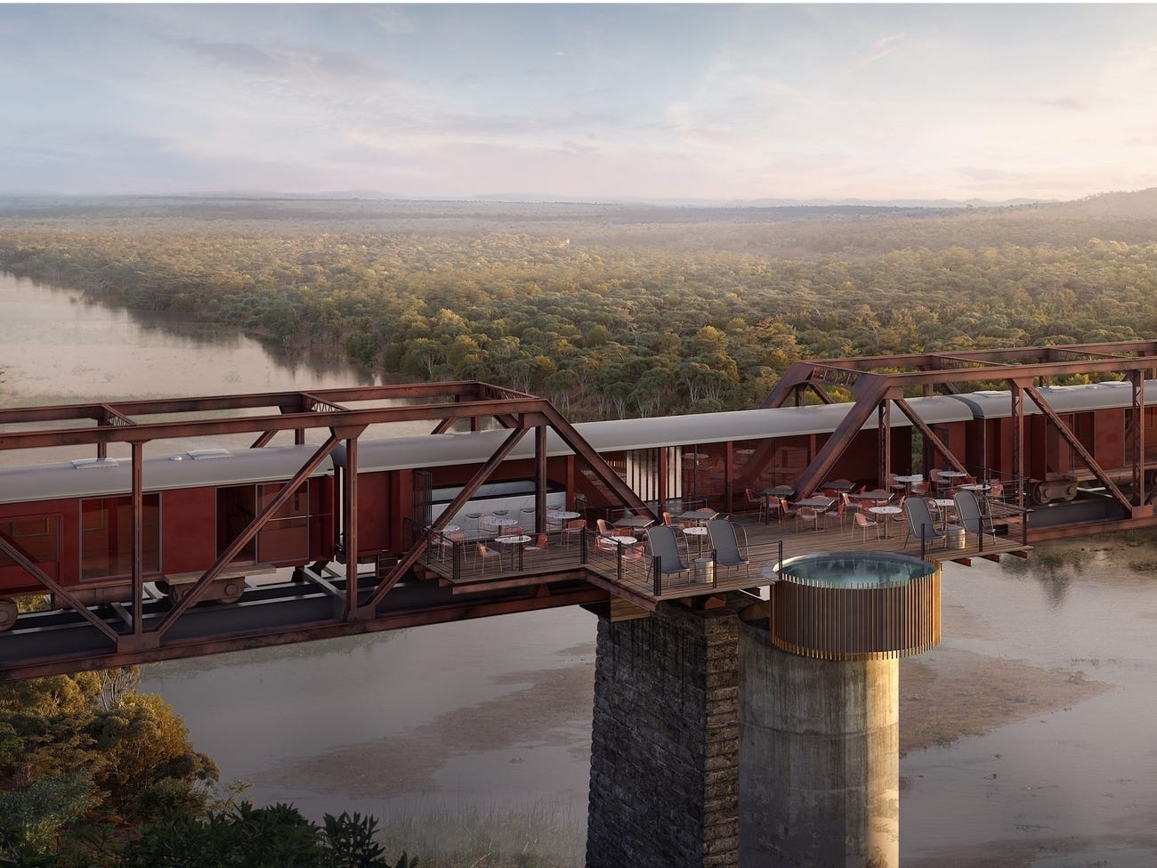 Khach san xa xi nam tren duong ray hinh anh