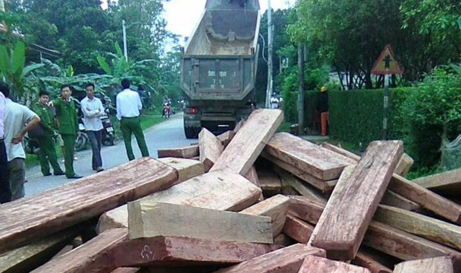 Tai xe do 20 m3 go nghi hang lau xuong duong khi bi bat giu hinh anh