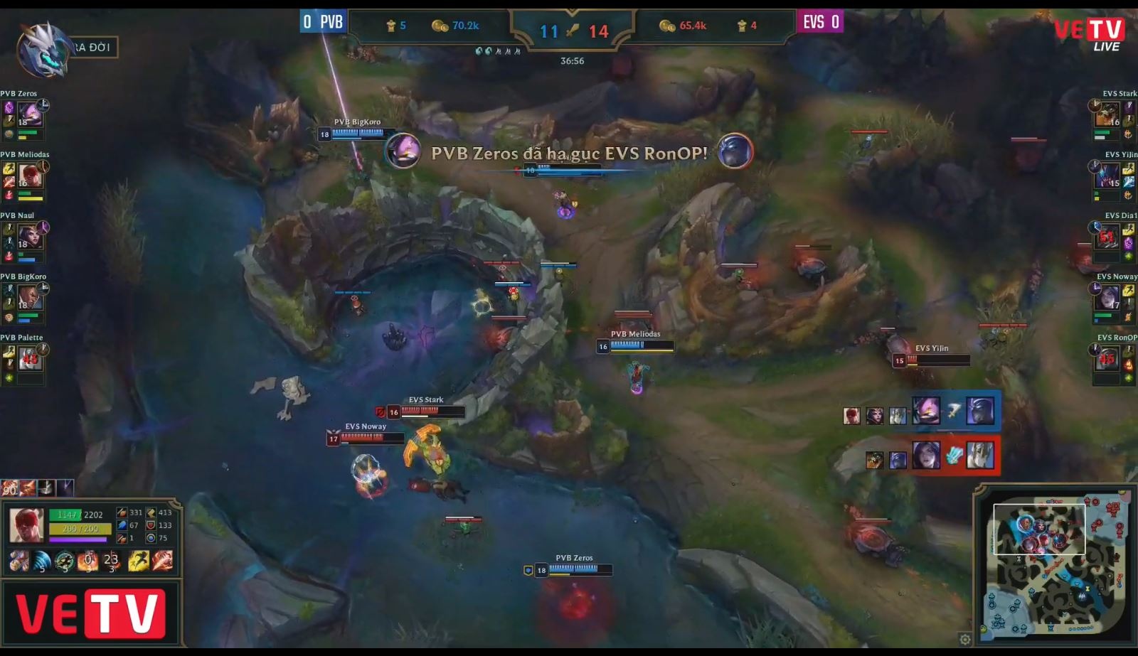 EVOS rat co gang de giu mach tran dau truoc suc ep cua PVB hinh anh