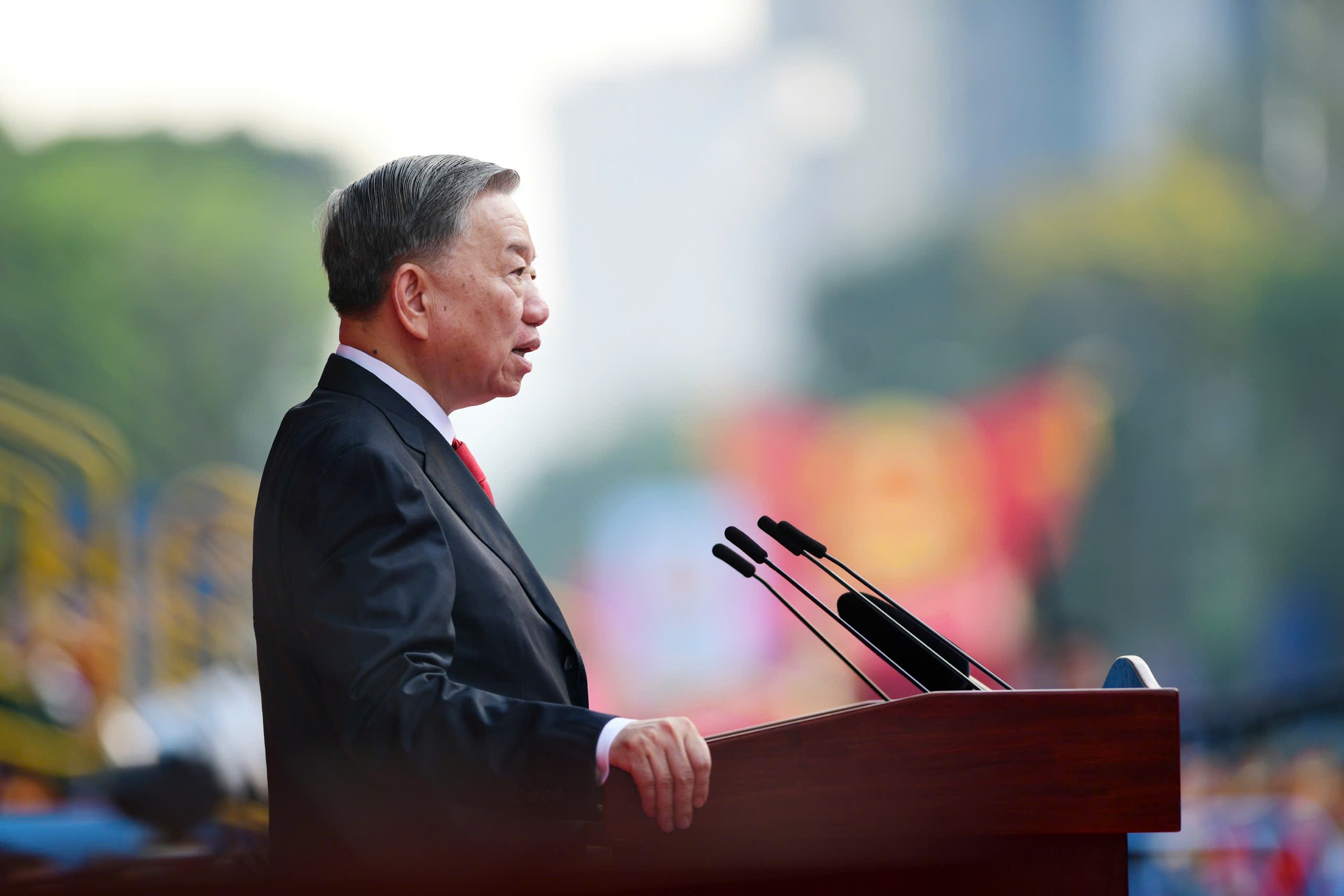 Dien van cua Tong Bi thu tai le ky niem 50 nam Thong nhat dat nuoc hinh anh