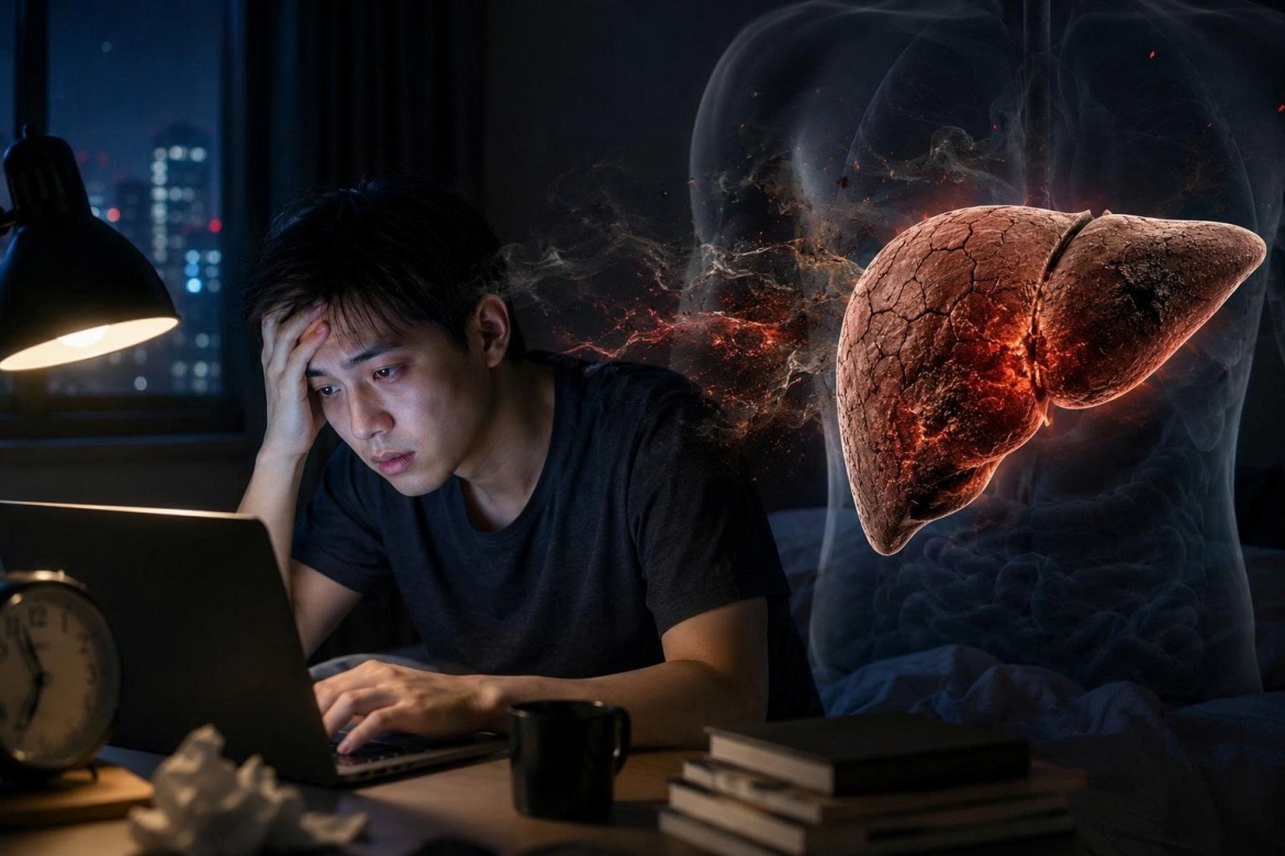 Sau 23h, mot thoi quen lap lai co the khien la gan 'ganh' hau qua hinh anh
