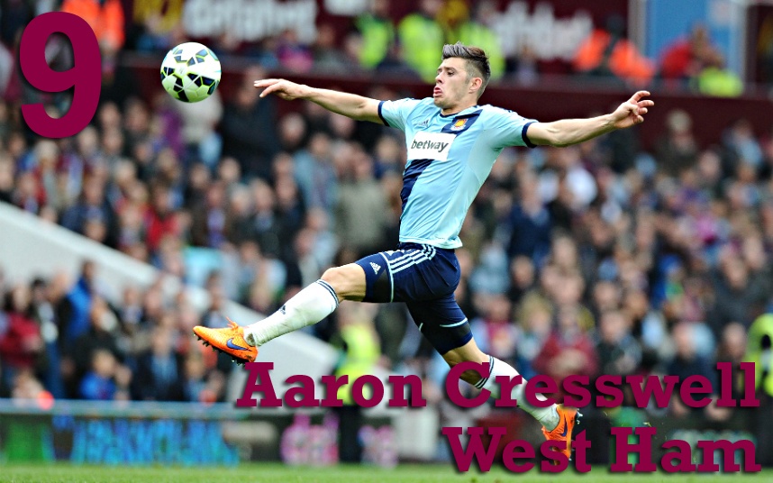9. Aaron Cresswell (West Ham): Bản hợp đồng từ Ipswich đá chính trong tất cả các trận đấu cùng “The Hammers” từ đầu mùa. Hậu vệ 25 tuổi là vị trí không thể thiếu trong sơ đồ của HLV Sam Allardyce. Ngoài khả năng phòng ngự, những tình huống hỗ trợ tấn công cũng là điểm mạnh của Cresswell. Mùa giải năm nay, anh có 2 bàn thắng cùng 4 pha kiến tạo. Ảnh: Rex.  