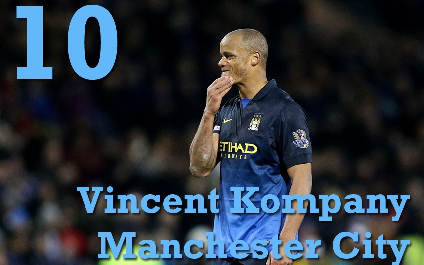 10. Vincent Kompany (Manchester City): Từng được đánh giá là một trong những trung vệ suất xắc nhất giải Ngoại hạng. Mùa giải năm nay, tuyển thủ Bỉ liên tiếp dính chấn thương khiến phong độ của anh đi xuống. Dẫu vậy, Kompany vẫn giúp “The Citizen” cán đích ở vị trí á quân. Anh cũng tuyên bố đã sẵn sàng trở lại mạnh mẽ vào mùa giải sau. Ảnh: Rex.  